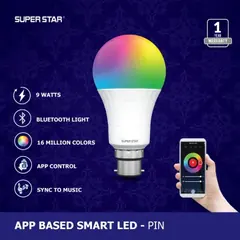 Super Star Smart LED 9 watt App Controlled Bluetooth Bulb- Pin (B22) - 1290290922 - Rokomari